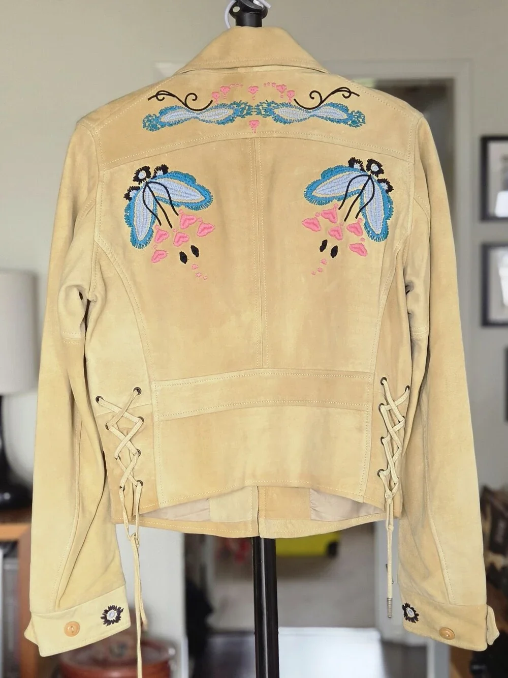 RARE Levi's Vintage Leather Embroidered Jacket Made In Italy - Picture 3 of 11
